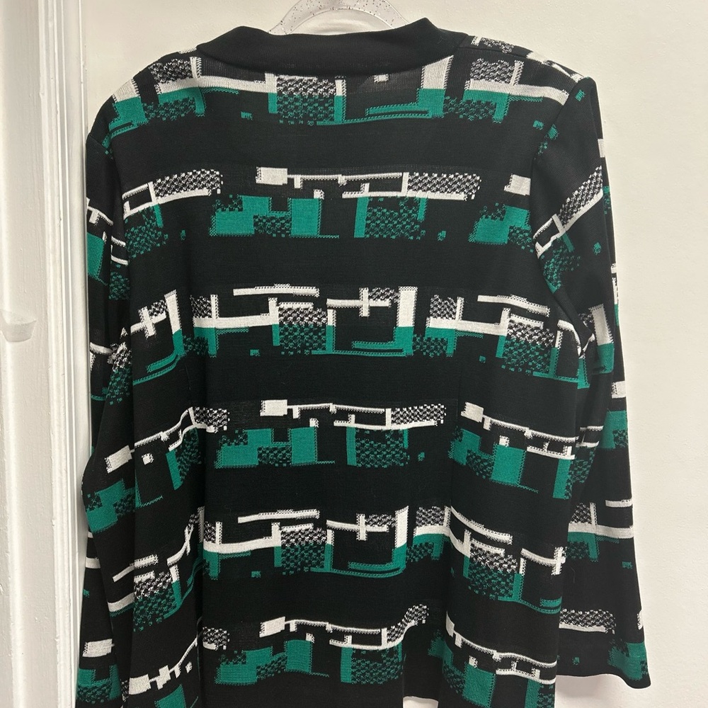 Ming Wang Black and Green Knit Cardigan - Picture 6 of 14